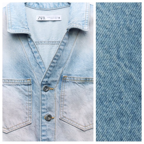 NWT. Zara Z1975 Pink Color Washed Effect Dyed Denim Jumpsuit. Size M. - Picture 11 of 14